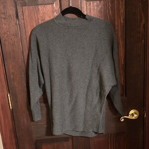 Gray Ribbed Knit Sweater